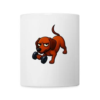 Teckel énergique avec motivation comique d’haltères - Mug blanc - blanc - Devant