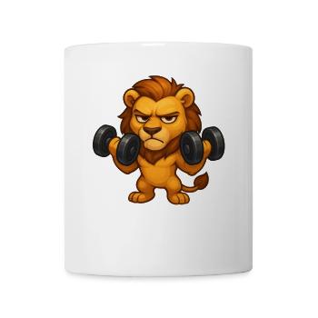 Grumpy Lion Fitness Haltère Biceps Entraînement - Mug blanc - blanc - Devant