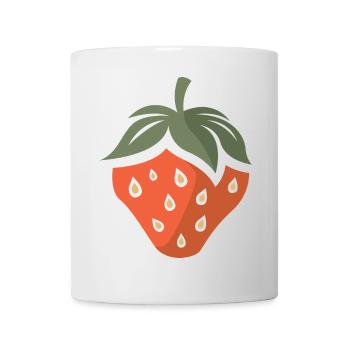Icône de fraise dans le style bande dessinée et dessin animé - Mug blanc - blanc - Devant