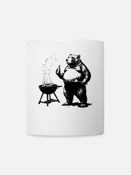 Grill Master Bear Drôle de cadeau pour les papas - Mug blanc - blanc