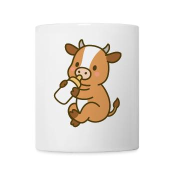 Kleine Kuh mit Milchfläschen - Tasse - Weiß - Vorne