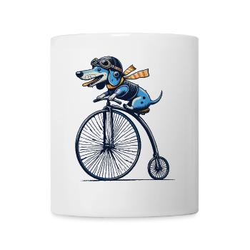 Dachshund on bike for retro lovers with style - Mug - white - Front