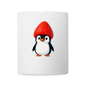 Lustiger Pinguin mit Erdbeere und Hut - Tasse - Weiß - Vorne