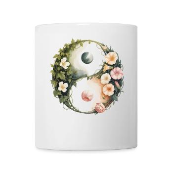 Blumen Yin Yang | Botanische Harmoniekunst - Tasse - Weiß - Vorne