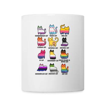 Niedliche Retro LGBT Katze Cat Pride & Equality - Tasse - Weiß - Vorne