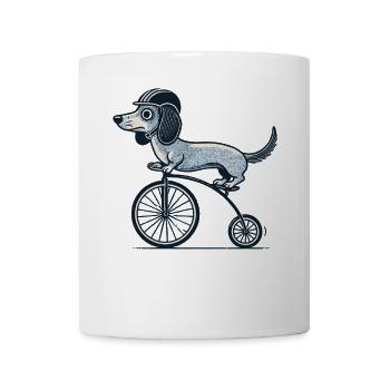 Teckel amusant à vélo pour les amoureux des chiens - Mug blanc - blanc - Devant