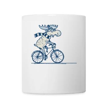 Moose Bicycle Cartoon Design with Humor in Retro - Mug - white - Front