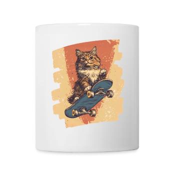 Chat de planche à roulettes - Mug blanc - blanc - Devant