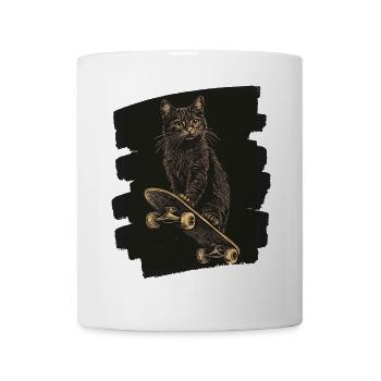 Chat sur Skateboard Skate - Mug blanc - blanc - Devant
