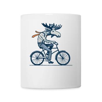 Retro Cyclist Moose Motif for Real Cycling Fans - Mug - white - Front