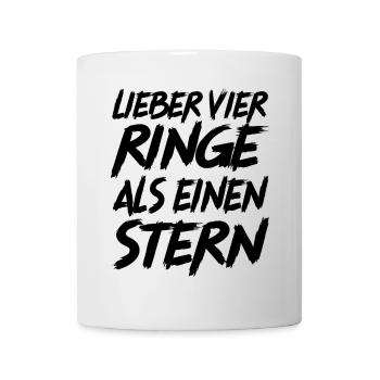 Auto Spruch Lustig Wagen Ringe Stern - Tasse - Weiß - Vorne