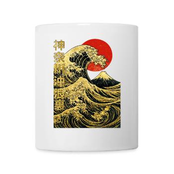 Goldene Große Welle Kanagawa - Hokusai Japanische - Tasse - Weiß - Vorne