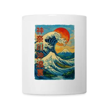 Die große Welle vor Kanagawa Comicstyle - Tasse - Weiß - Vorne