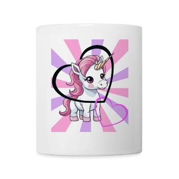 Einhorn Valentin Herz Teenie Pferd Kinder Herzen - Tasse - Weiß - Vorne