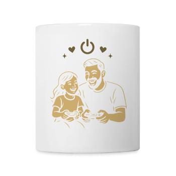 Papa & Tochter beim Zocken - Gaming-Motiv - Tasse - Weiß - Vorne