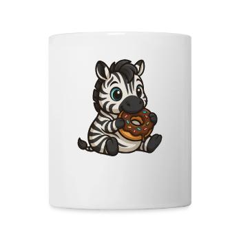 Süßes Zebra isst einen Donut mit Schokolade - Tasse - Weiß - Vorne