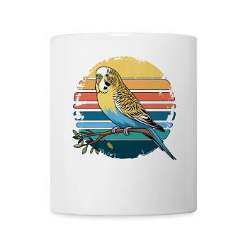 Budgie Parakeet Retro Sunset Vintage Budgerigar - Mug - white - Front
