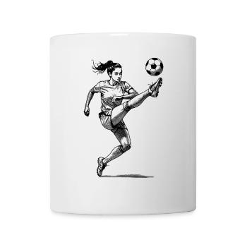 Kickerin im Fokus: Frauenfußball und Torschuss - Tasse - Weiß - Vorne