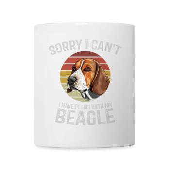 Illustration humoristique de beagle avec coucher de soleil rétro - Mug blanc - blanc - Devant