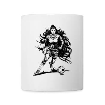 Fußball Shirt: Fußballerin auf dem Fußballfeld - Tasse - Weiß - Vorne