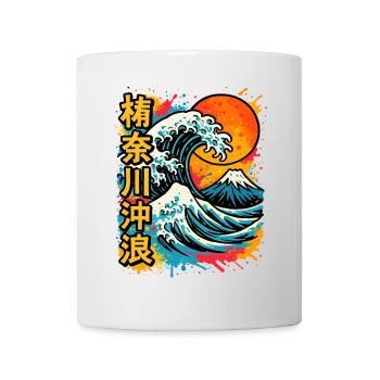 Große Welle Kanagawa Farb Splash Hokusai Kunst - Tasse - Weiß - Vorne