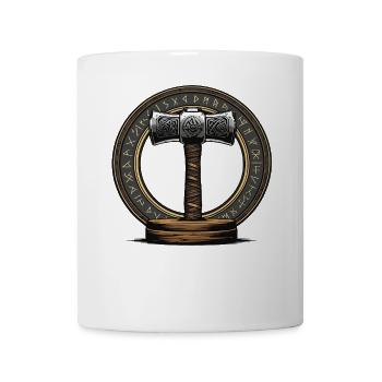 Wikinger Hammer Krieger Walhalla Runenkreis Thor - Tasse - Weiß - Vorne
