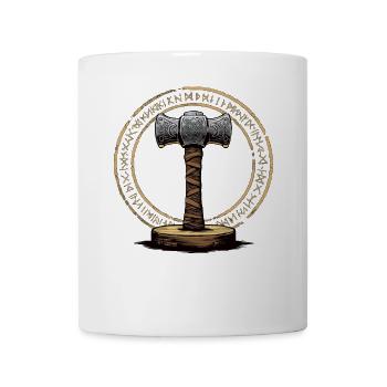 Wikinger Hammer Krieger Walhalla Runenkreis Thor - Tasse - Weiß - Vorne