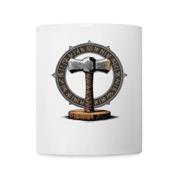 Wikinger Hammer Krieger Walhalla Runenkreis Thor - Tasse - Weiß - Vorne