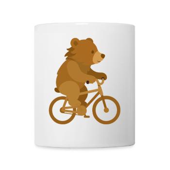 Ours joyeux à vélo – Design animalier ludique - Mug blanc - blanc - Devant