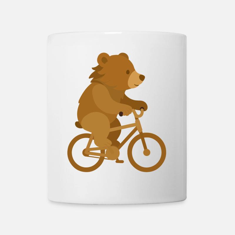Ours joyeux à vélo – Design animalier ludique - Mug blanc - blanc