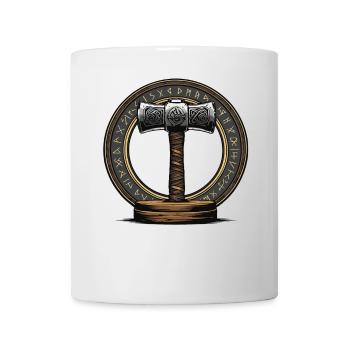 Wikinger Hammer Krieger Walhalla Runenkreis Thor - Tasse - Weiß - Vorne