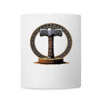 Wikinger Hammer Krieger Walhalla Runenkreis Thor - Tasse - Weiß - Vorne