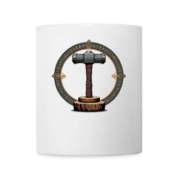 Wikinger Hammer Krieger Walhalla Runenkreis Thor - Tasse - Weiß - Vorne