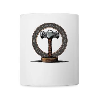 Wikinger Hammer Krieger Walhalla Runenkreis Thor - Tasse - Weiß - Vorne