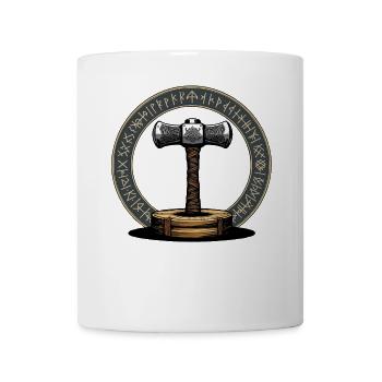 Wikinger Hammer Krieger Walhalla Runenkreis Thor - Tasse - Weiß - Vorne