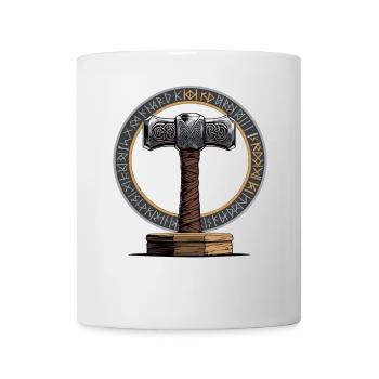 Wikinger Hammer Krieger Walhalla Runenkreis Thor - Tasse - Weiß - Vorne