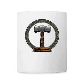 Wikinger Hammer Krieger Walhalla Runenkreis Thor - Tasse - Weiß - Vorne