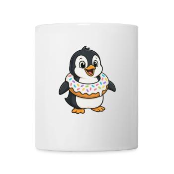 mignon pingouin beignet natation anneau de natation dessin animé - Mug blanc - blanc - Devant