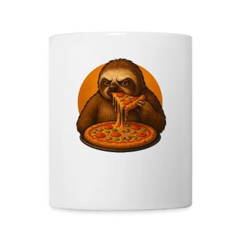 Cute Sloth Pizza Italian Food Cartoon - Mug - white - Front