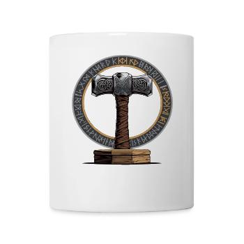Viking Marteau Guerrier Valhalla Cercle Runique Thor - Mug blanc - blanc - Devant