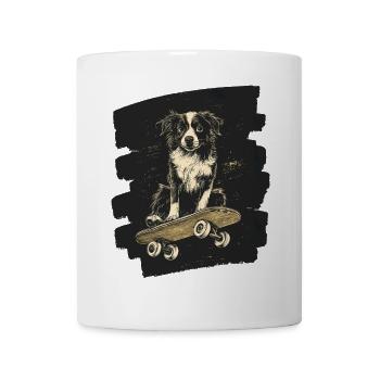 Boarder Collie Dog on Skateboard - Mug - white - Front