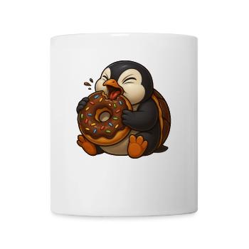Süßer Cartoon Pinguin Donut Naschen Futtern - Tasse - Weiß - Vorne