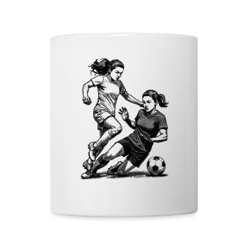 Duel on the pitch! Shirt for female footballers. - Mug - white - Front