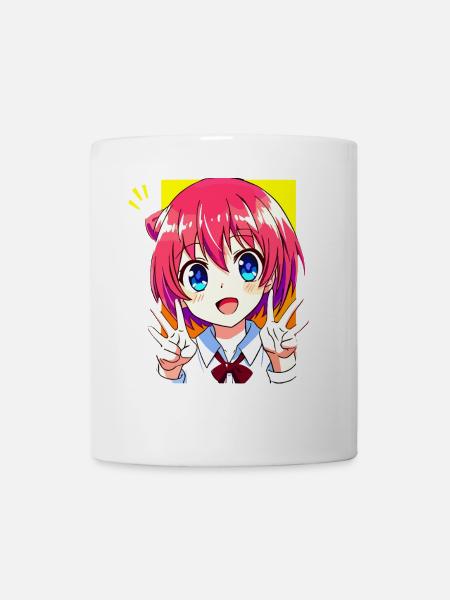 Süßes Anime Manga Mädchen - Peace Zeichen Kawaii - Tasse - Weiß