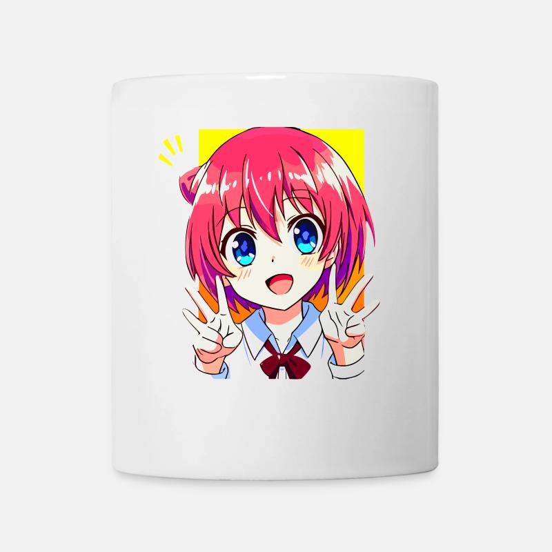 Süßes Anime Manga Mädchen - Peace Zeichen Kawaii - Tasse - Weiß