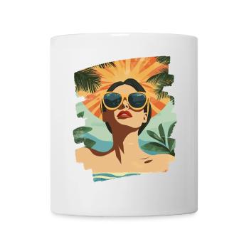 Plage Palmiers Coucher de soleil Été - Mug blanc - blanc - Devant