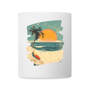 Plage Palmiers Coucher de soleil Été - Mug blanc - blanc - Devant