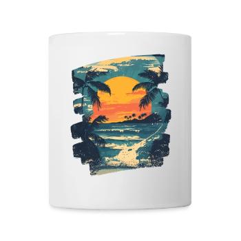 Plage Palmiers Coucher de soleil Été - Mug blanc - blanc - Devant