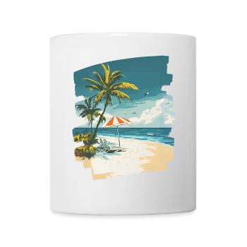 Plage Palmiers Soleil Été - Mug blanc - blanc - Devant