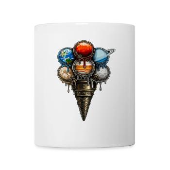 Steampunk Planet Cream Waffle Retro Sci-Fi - Mug - white - Front